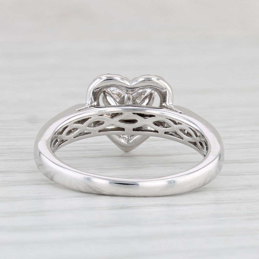 Light Gray 0.56ctw Diamond Heart Halo Ring 14k White Gold Size 5.5 Engagement