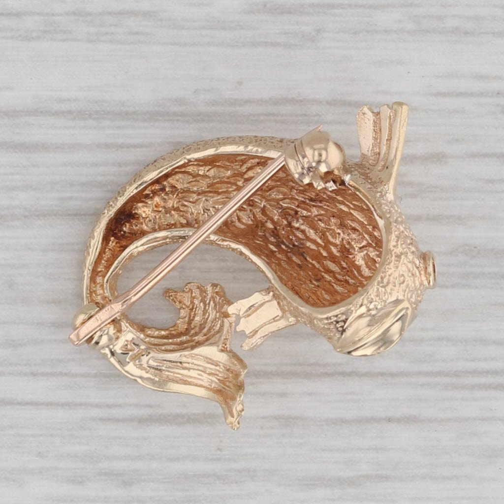 Gray Fish Pin 14k Yellow Gold Nautical Jewelry Brooch Lapel