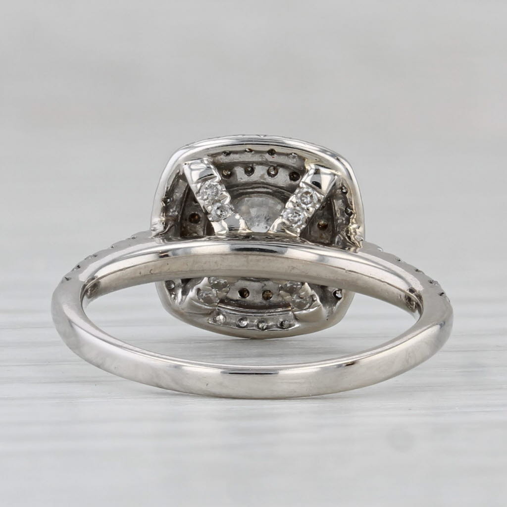 Gray 1.06ctw Round Diamond Halo Engagement Ring 14k White Gold Size 5.75