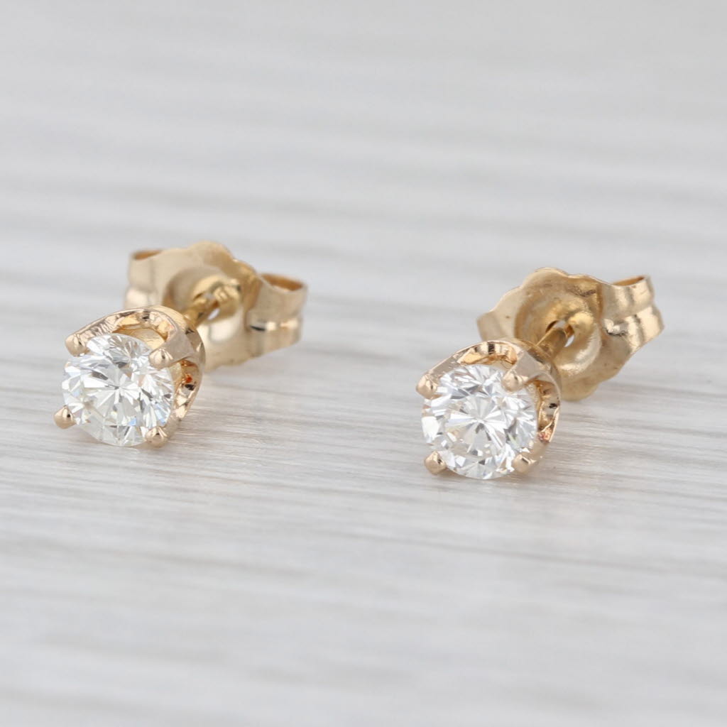 0.40ctw Diamond Stud Earrings 14k Yellow Gold Round Solitaire Studs