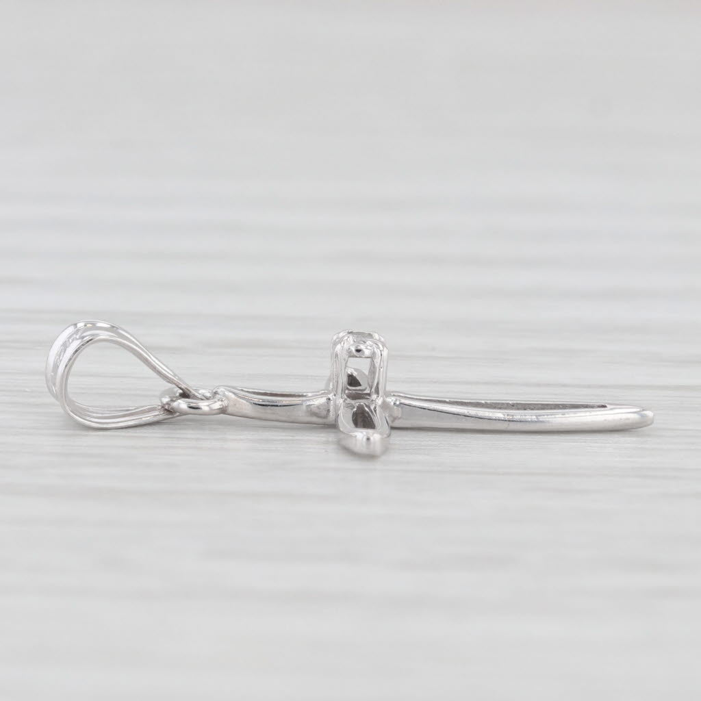 Light Gray Diamond Solitaire Cross Pendant 14k White Gold