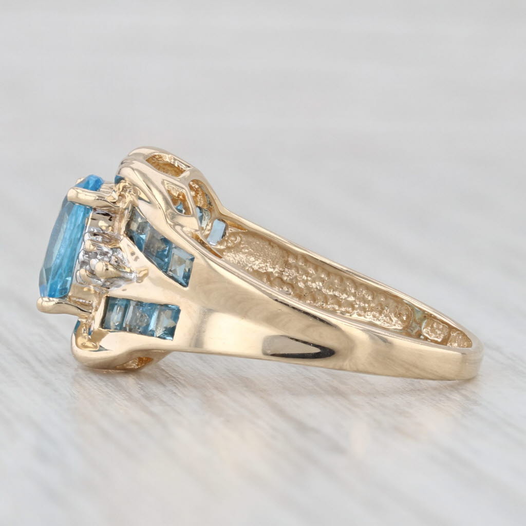 Light Gray 2.70ctw Oval Blue Topaz Ring 10k Yellow Gold Size 7.25