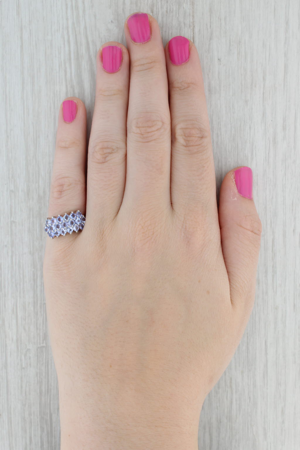 Gray 2.04ctw Tanzanite Cluster Ring 10k White Gold Size 7 Cocktail