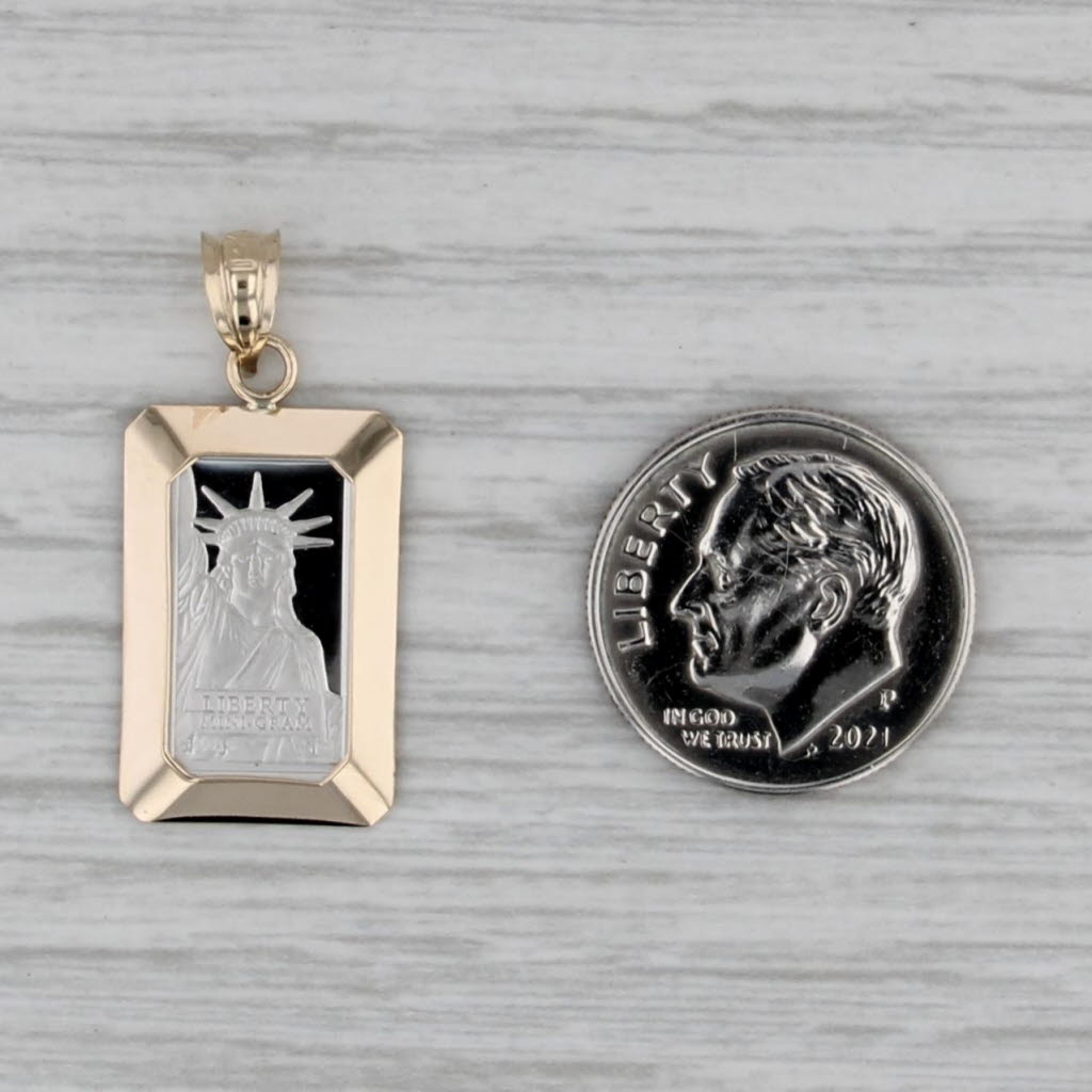 1985 Liberty Mini Gram Pendant 14k Gold 999.5 Platinum Credit Suisse 1g