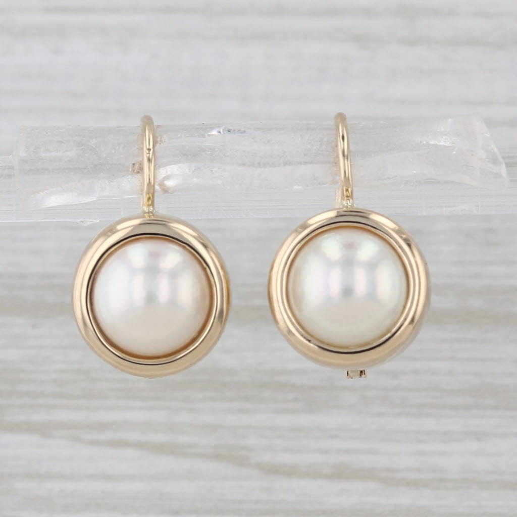 Cultured Pearl Drop Earrings 14k Yellow Gold Hook Posts