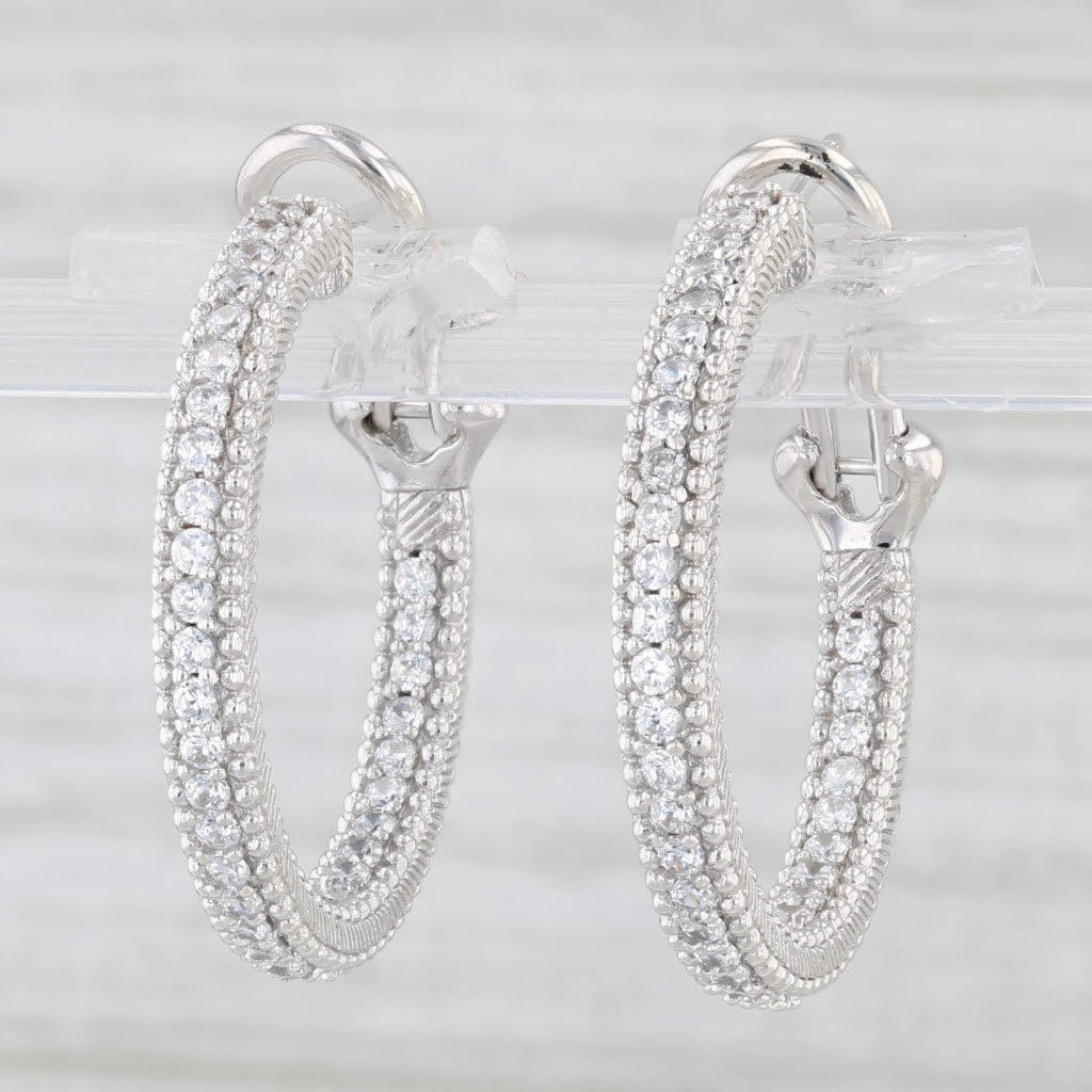 Light Gray Judith Ripka 1ctw Cubic Zirconia Inside Out Hoop Earrings Sterling Silver Hoops