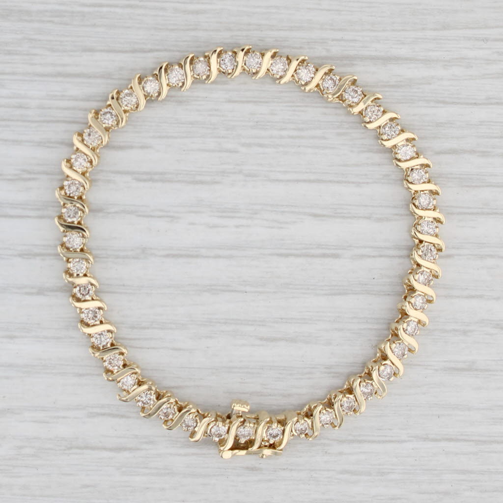 Light Gray 2.75ctw Diamond Tennis Bracelet 14k Yellow Gold 7" 5.3mm