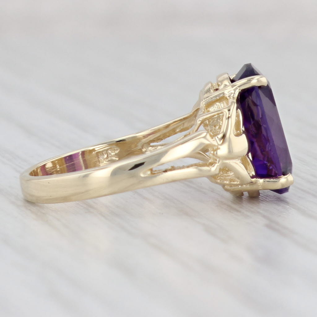 Light Gray 4.35ct Oval Amethyst Ring 14k Yellow Gold Size 6 February Birthstone