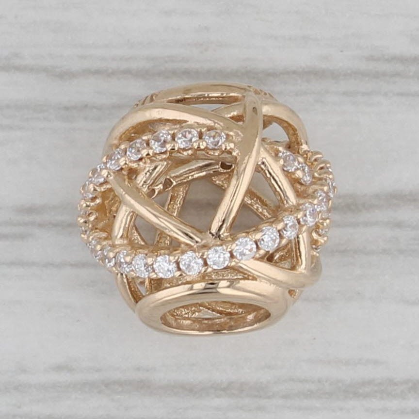 Gray Authentic Pandora Galaxy Bead Charm 14k Gold Cubic Zirconia 750827CZ ALE