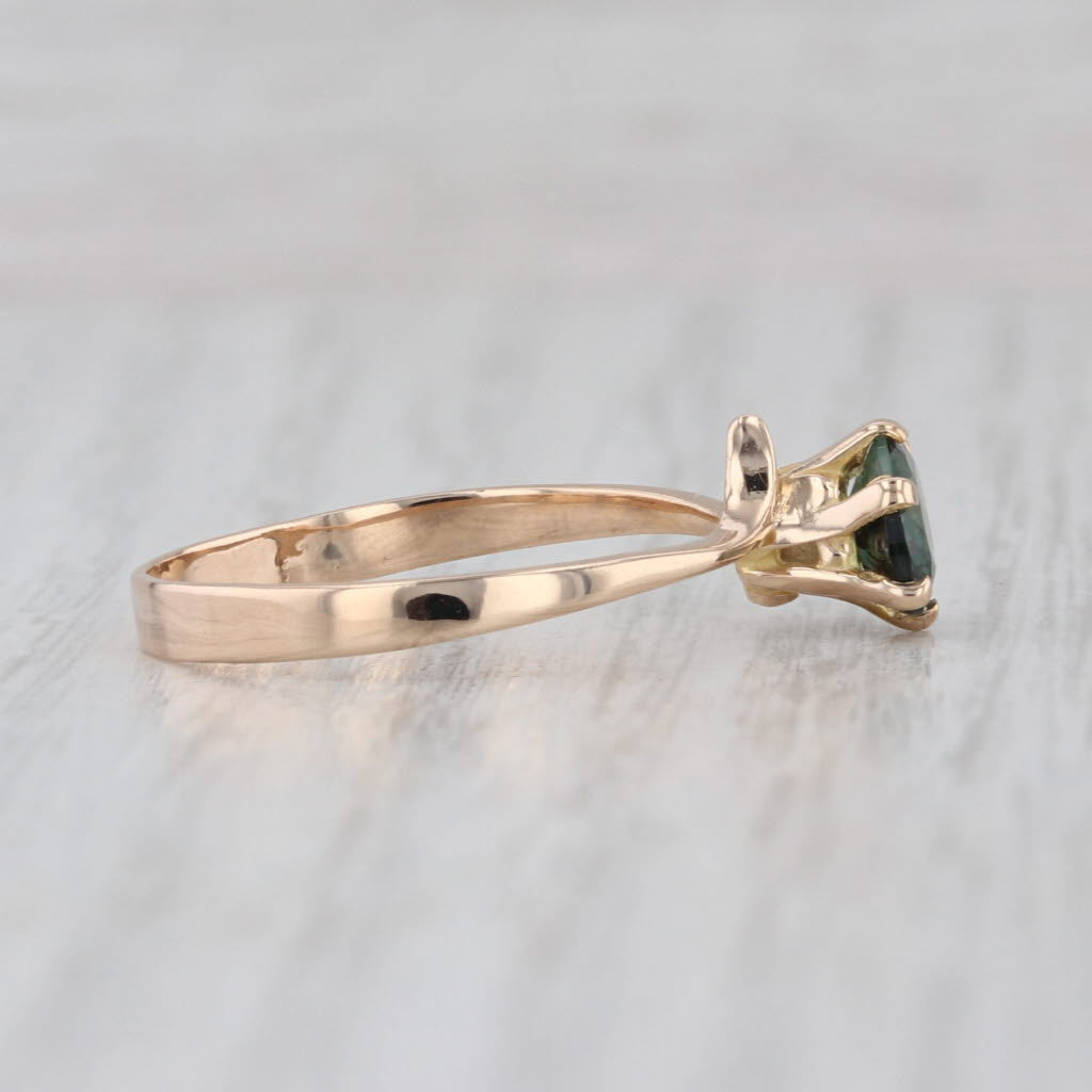 0.70ct Oval Green Spinel Solitaire Bypass Ring 10k Yellow Gold Size 8