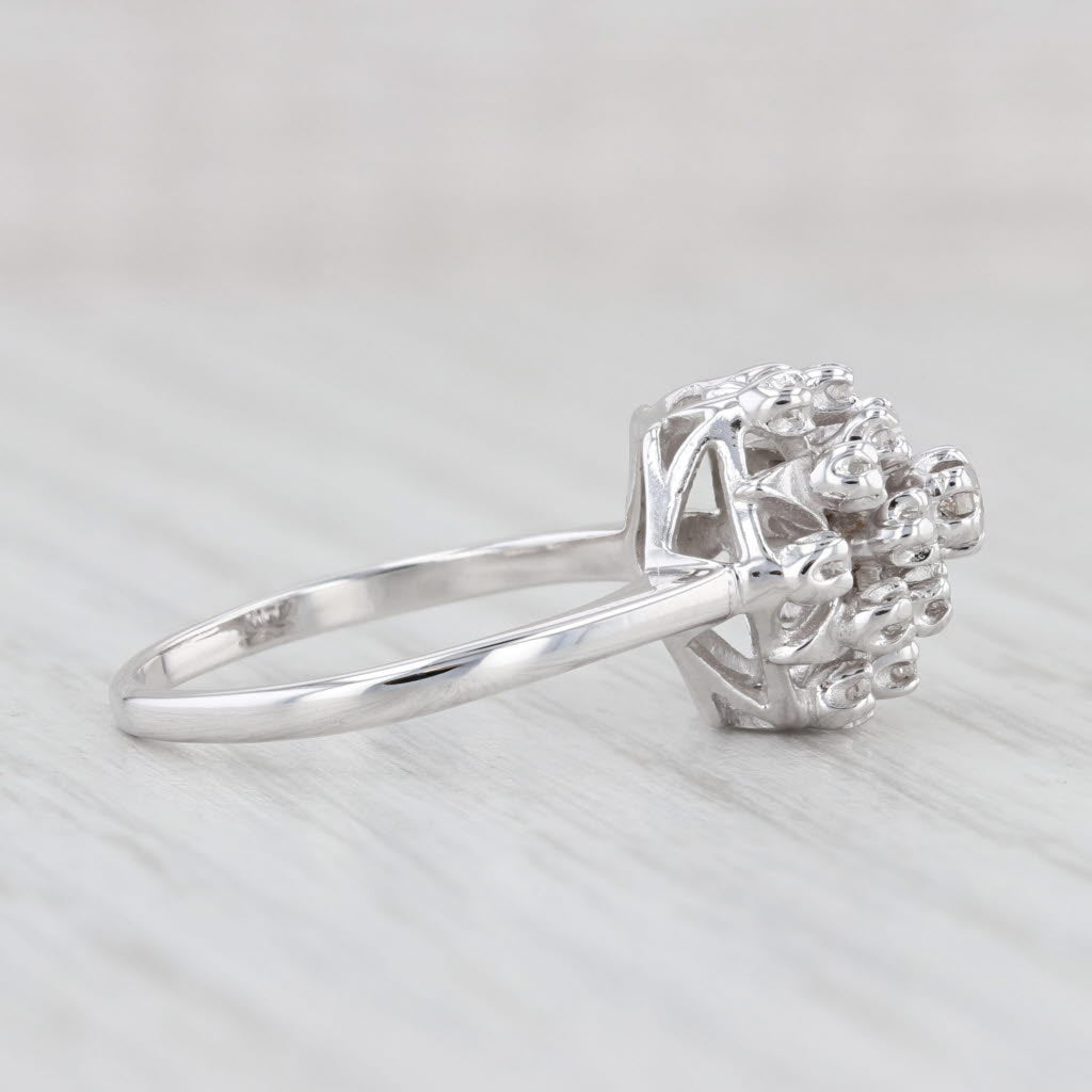 Light Gray 0.15ctw Diamond Cluster Ring 14k White Gold Size 7 Cocktail