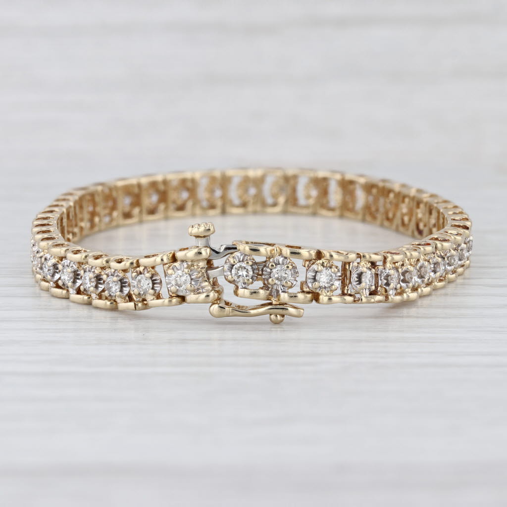 1.75ctw Diamond Tennis Bracelet 14k Yellow Gold 7.5" 6mm