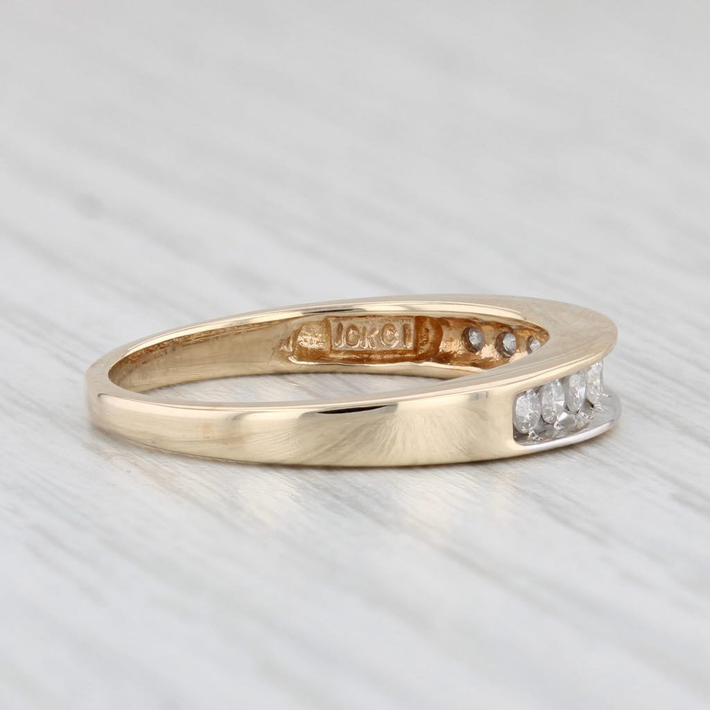Light Gray 0.24ctw Diamond Wedding Band 10k Yellow Gold Stackable Anniversary Ring