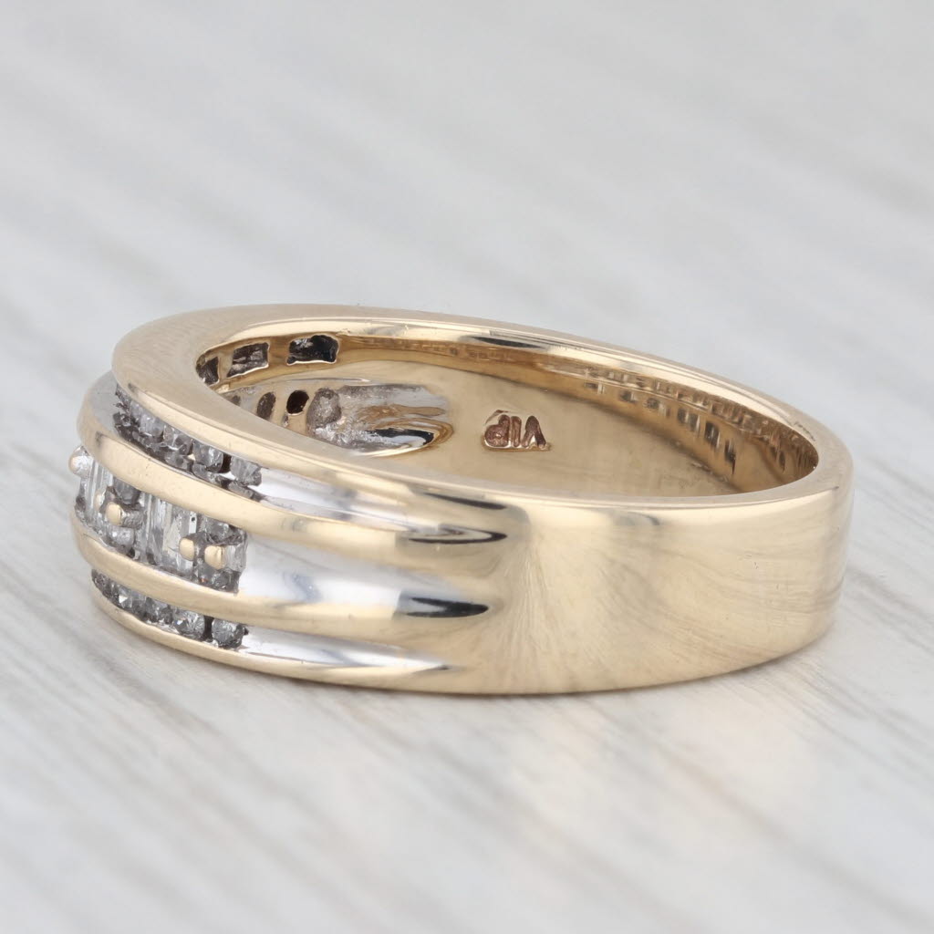 Light Gray 0.65ctw Diamond Wedding Band 10k Yellow Gold Size 7 Anniversary Ring