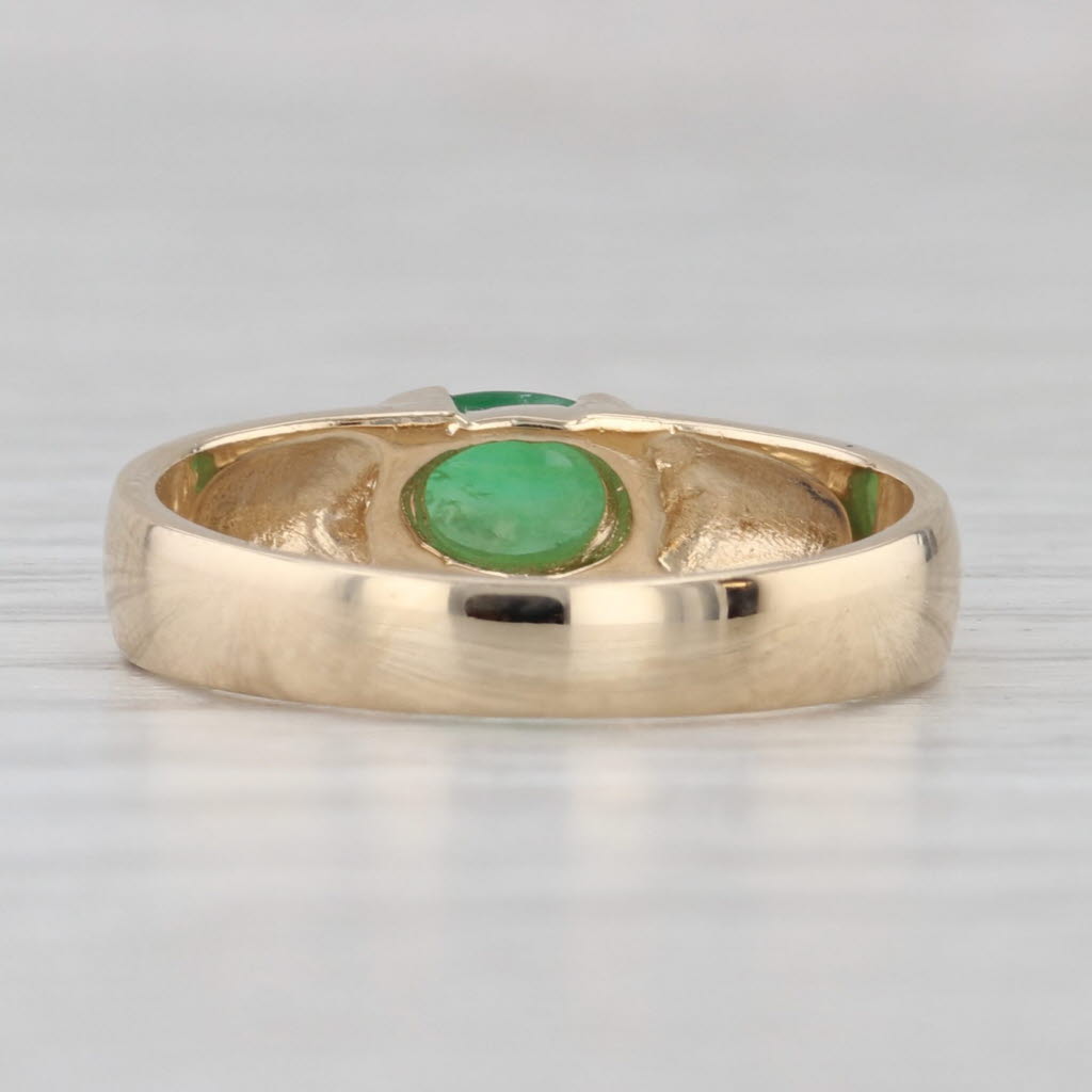 Gray Green Jadeite Jade Ring 14k Yellow Gold Oval Solitaire Size 5.5-5.75