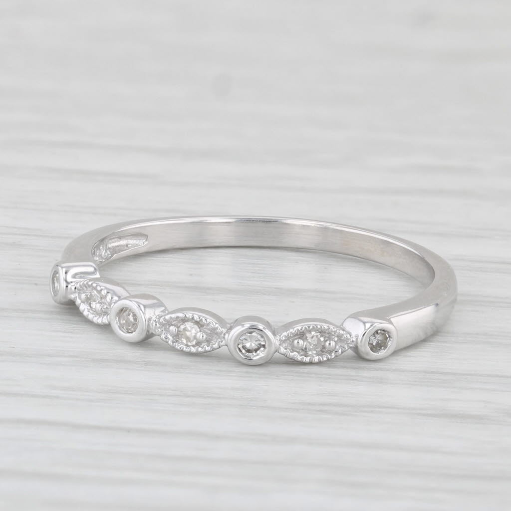 Light Gray Diamond Wedding Band 10k White Gold Stackable Ring Size 7