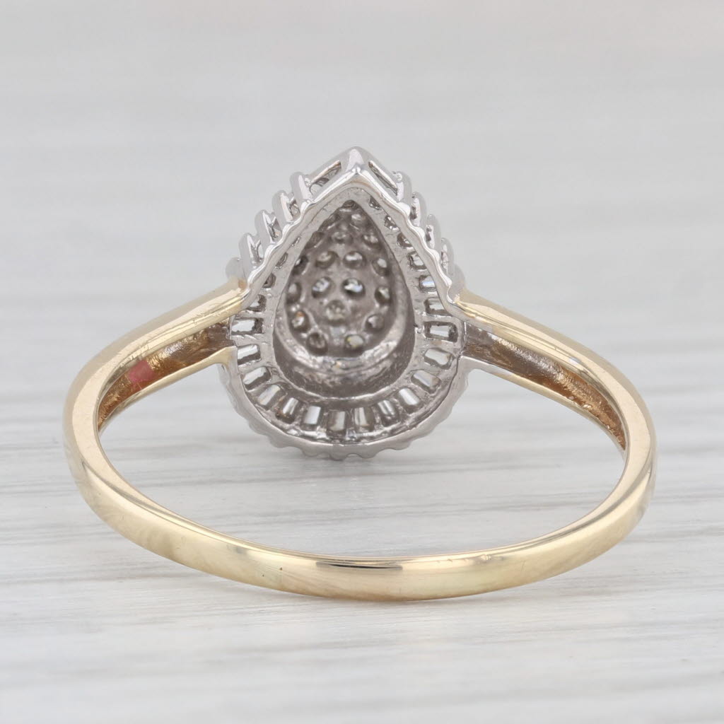 Light Gray 0.16ctw Teardrop Diamond Halo Engagement Ring 10k Yellow Gold Size 10.5
