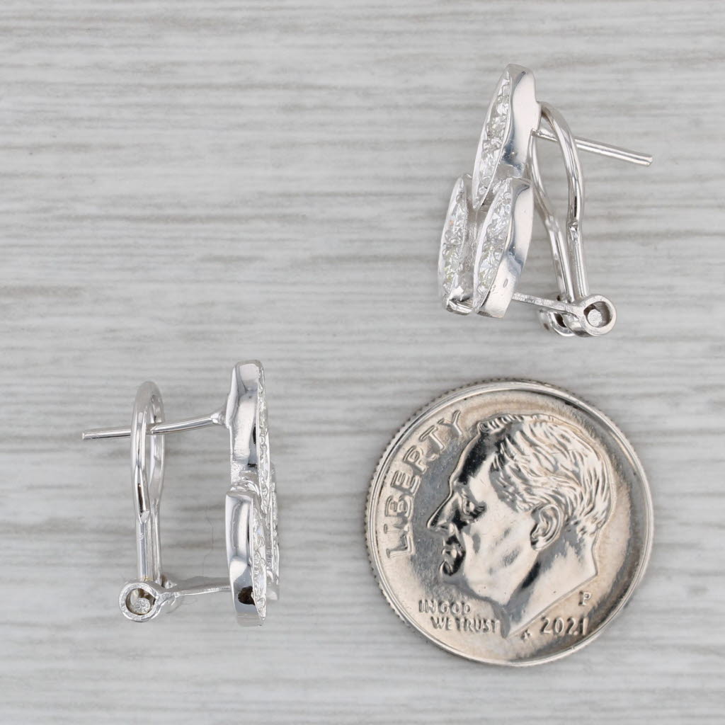 Gray 0.74ctw Diamond Drop Earrings 14k White Gold Omega Backs