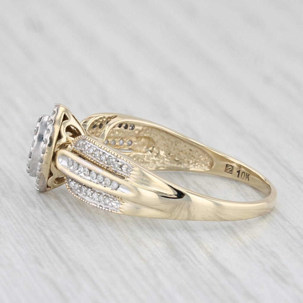 Light Gray 0.18ctw Marquise Diamond Halo Engagement Ring 10k Yellow Gold Size 9