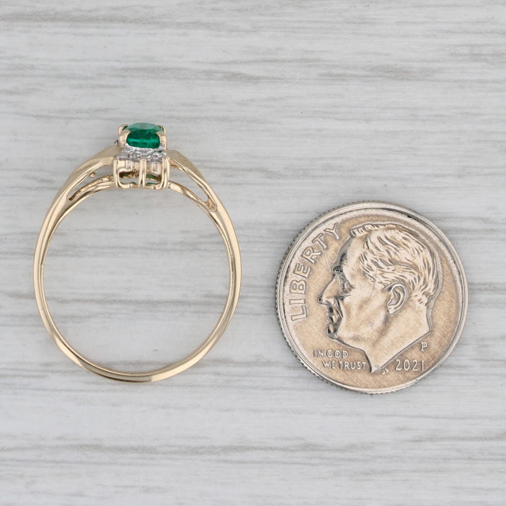 Gray 0.70ct Oval Lab Created Emerald Diamond Ring 10k Yellow Gold Size 7