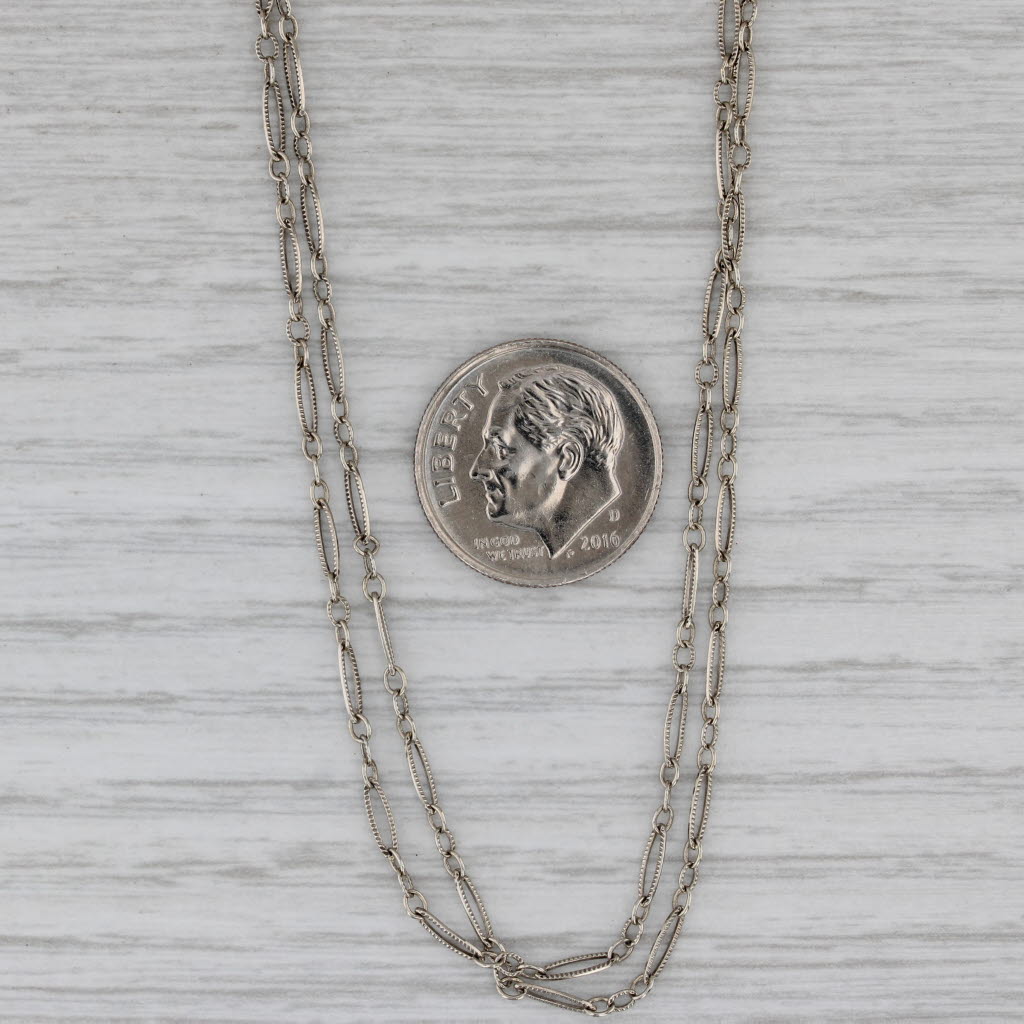 Gray Vintage Double Figaro Chain Necklace 14k White Gold 16.25" 1.9mm