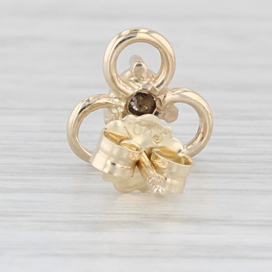 Light Gray Diamond Flower Stud Earrings 10k Yellow Gold