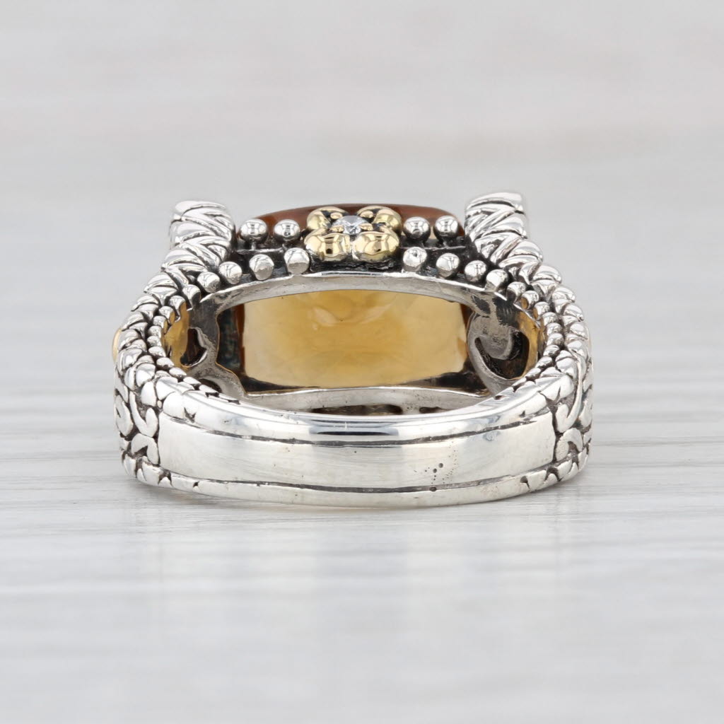 Bixby 5.09ctw Citrine Diamond Ring Sterling Silver 18k Gold Sz 7 Flowers Hearts