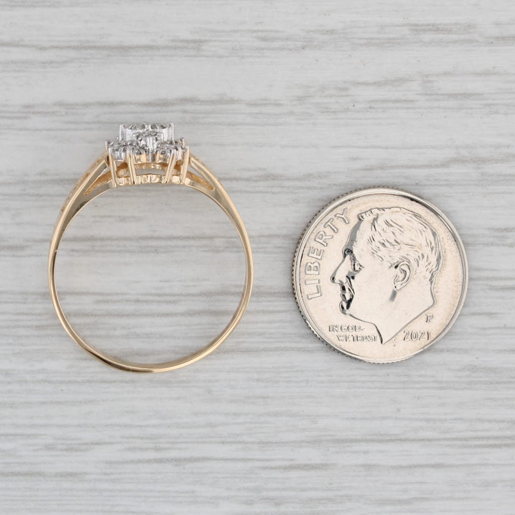 Gray 0.35ctw diamond Cluster Ring 14k Yellow Gold Size 9.5 Engagement