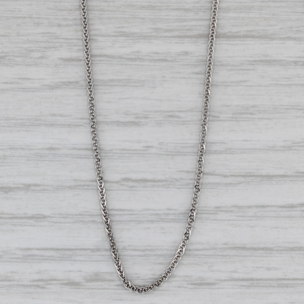 Gray Wheat Chain Necklace 14k White Gold Bead Slide Adjustable 26" 0.9mm