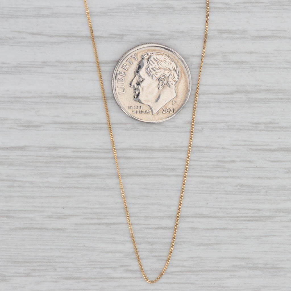 Gray 16" Curb Chain Necklace 18k Yellow Gold 0.6mm