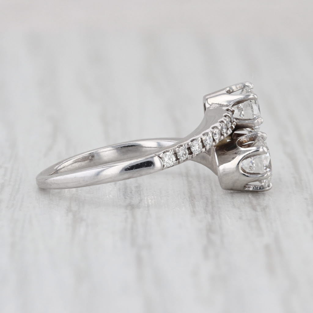 1.15ctw Diamond Bypass Ring 14k White Gold Wedding Anniversary Size 5.5