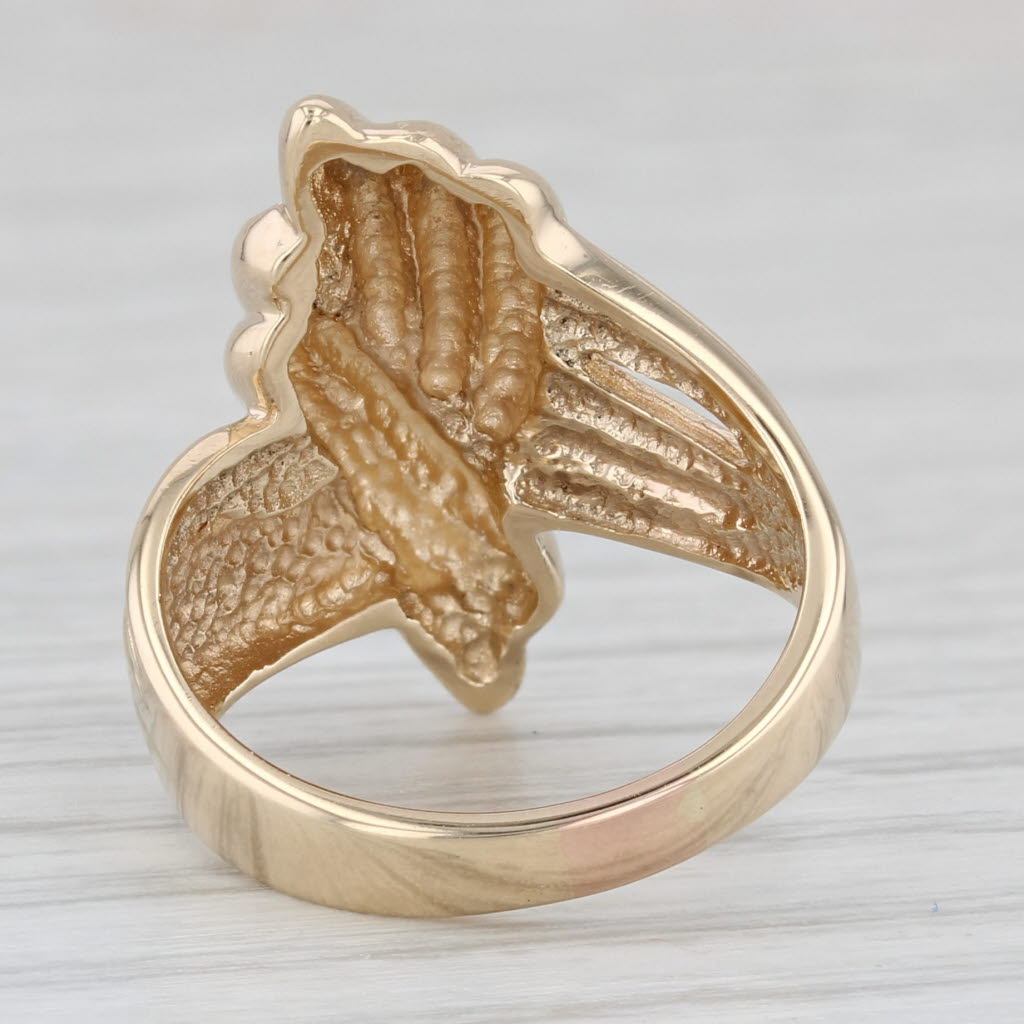 Light Gray Knot Work Bypass Ring 14k Yellow Gold Size 5.5