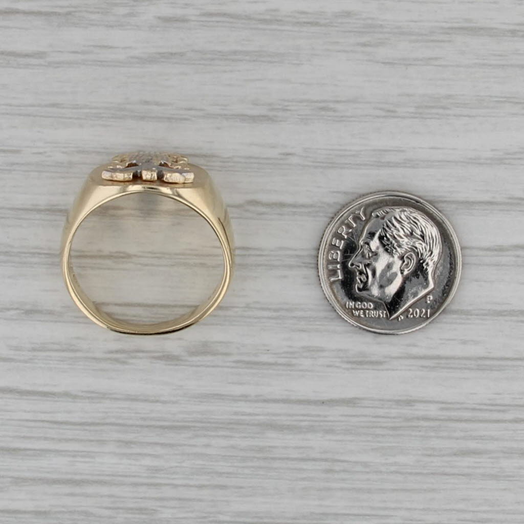 US Navy Signet Ring 10k Yellow White Gold Size 8-8.25 Vintage Military