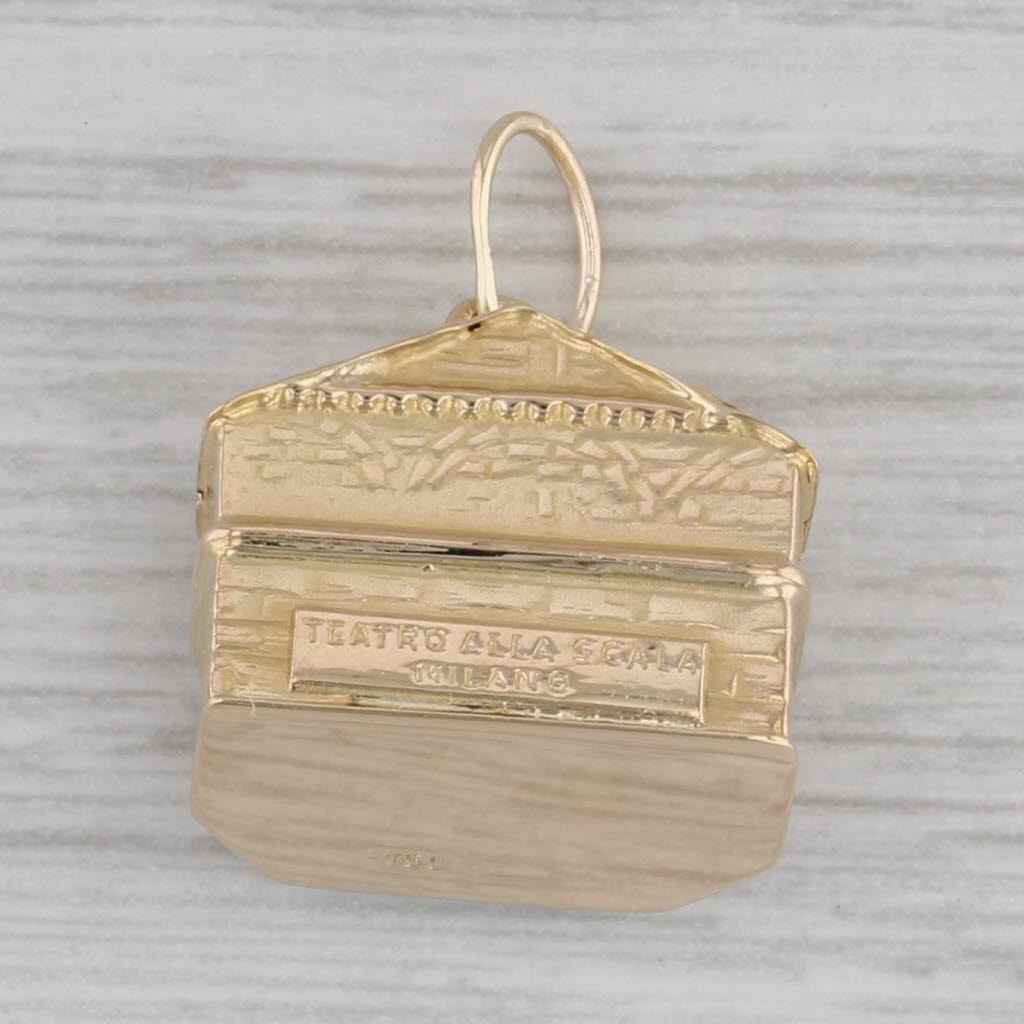 Gray Vintage Milan Opera House Charm 18k Yellow Gold Teatro alla Scala Pendant