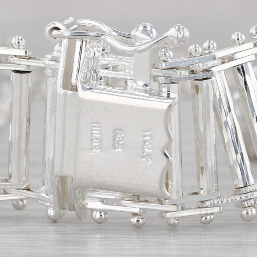 Milor Italy Bar Link Statement Necklace Sterling Silver 17" 16mm