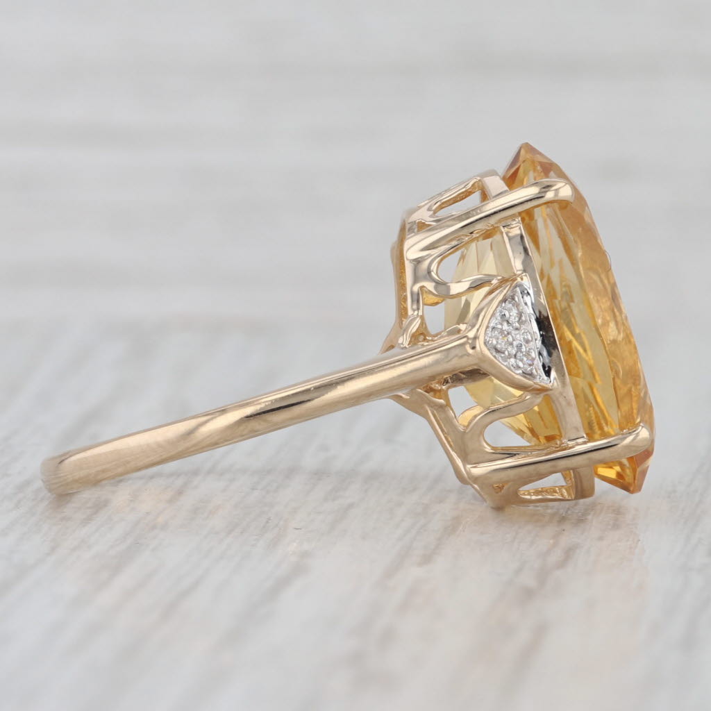 8.18ctw Yellow Oval Citrine Diamond Ring 14k Yellow Gold Size 7