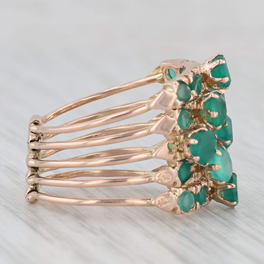 Gray Green Chalcedony Multiband Harem ring 14k Rose Gold Size 6.5 Cocktail