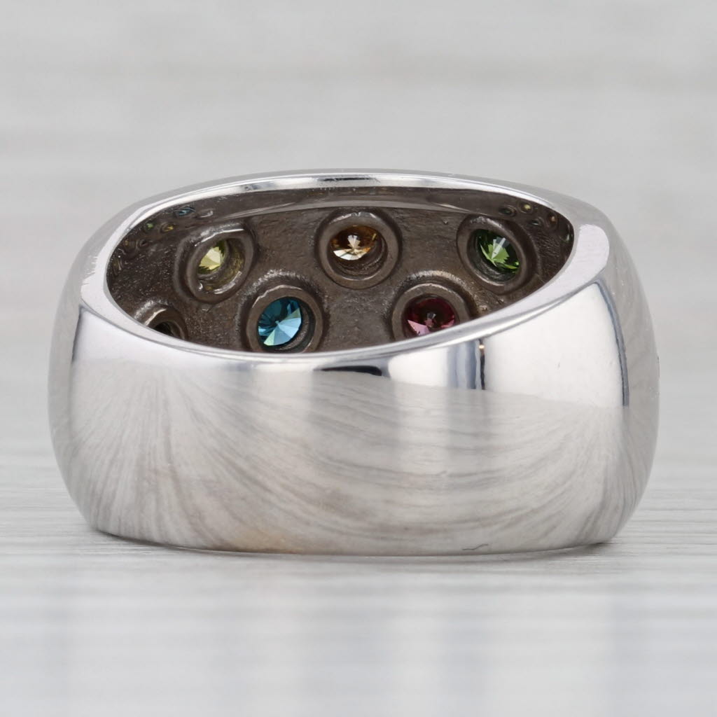 Gray 0.83ctw Colorful Diamond Dots Ring 18k White Gold Size 7 Cocktail