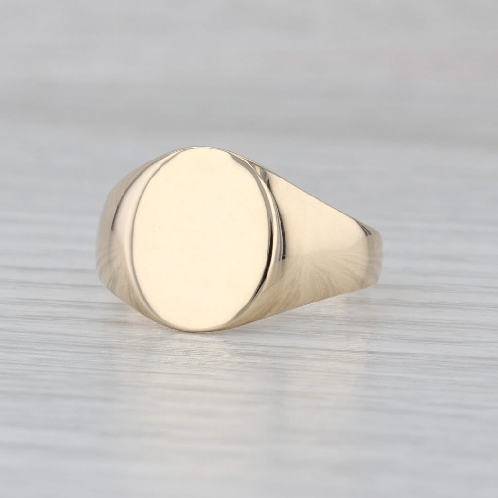 Engravable Oval Signet Ring 10k Yellow Gold Size 11.75