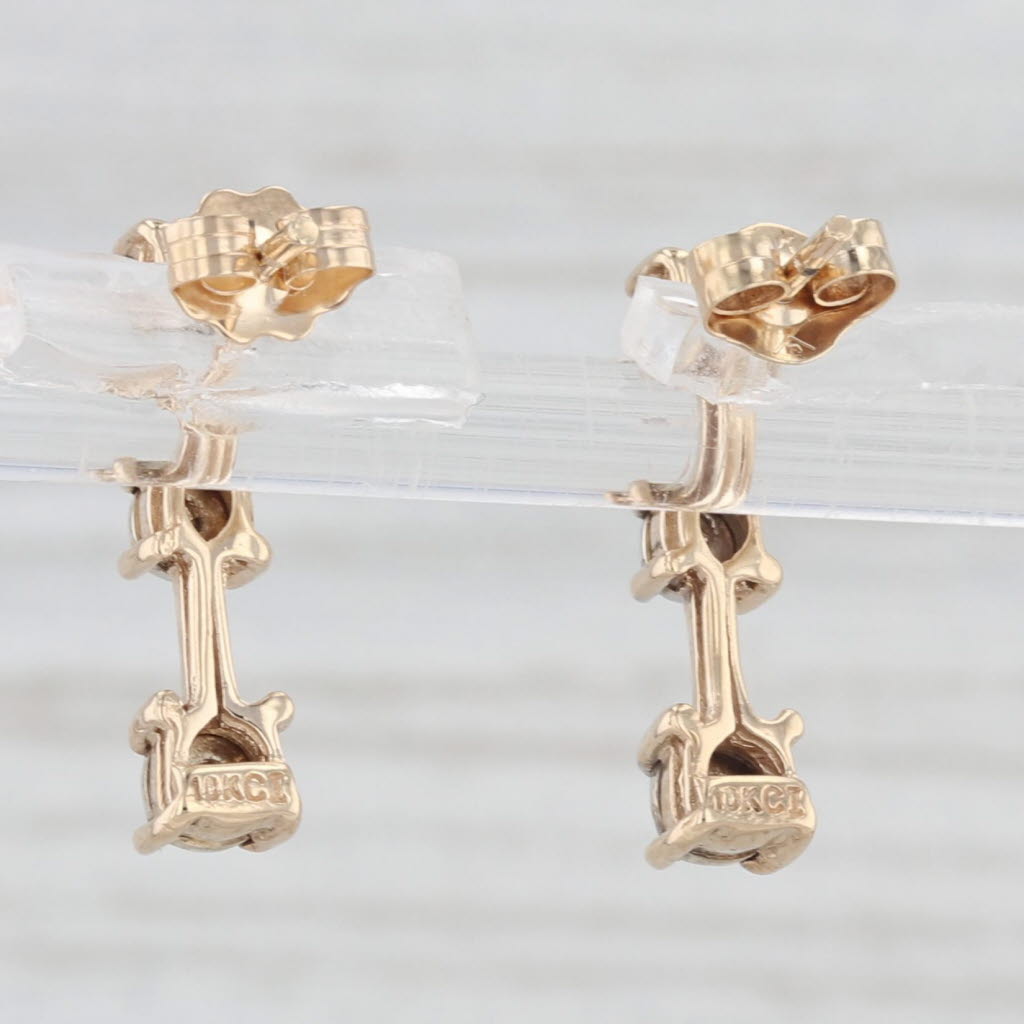 Light Gray 3-Stone Diamond Journey Earrings 10k Yellow Gold Drops