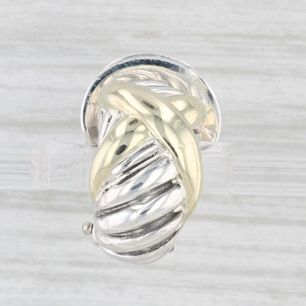 Light Gray Single David Yurman Replacement Earring 14k Gold Sterling Silver Omega Back