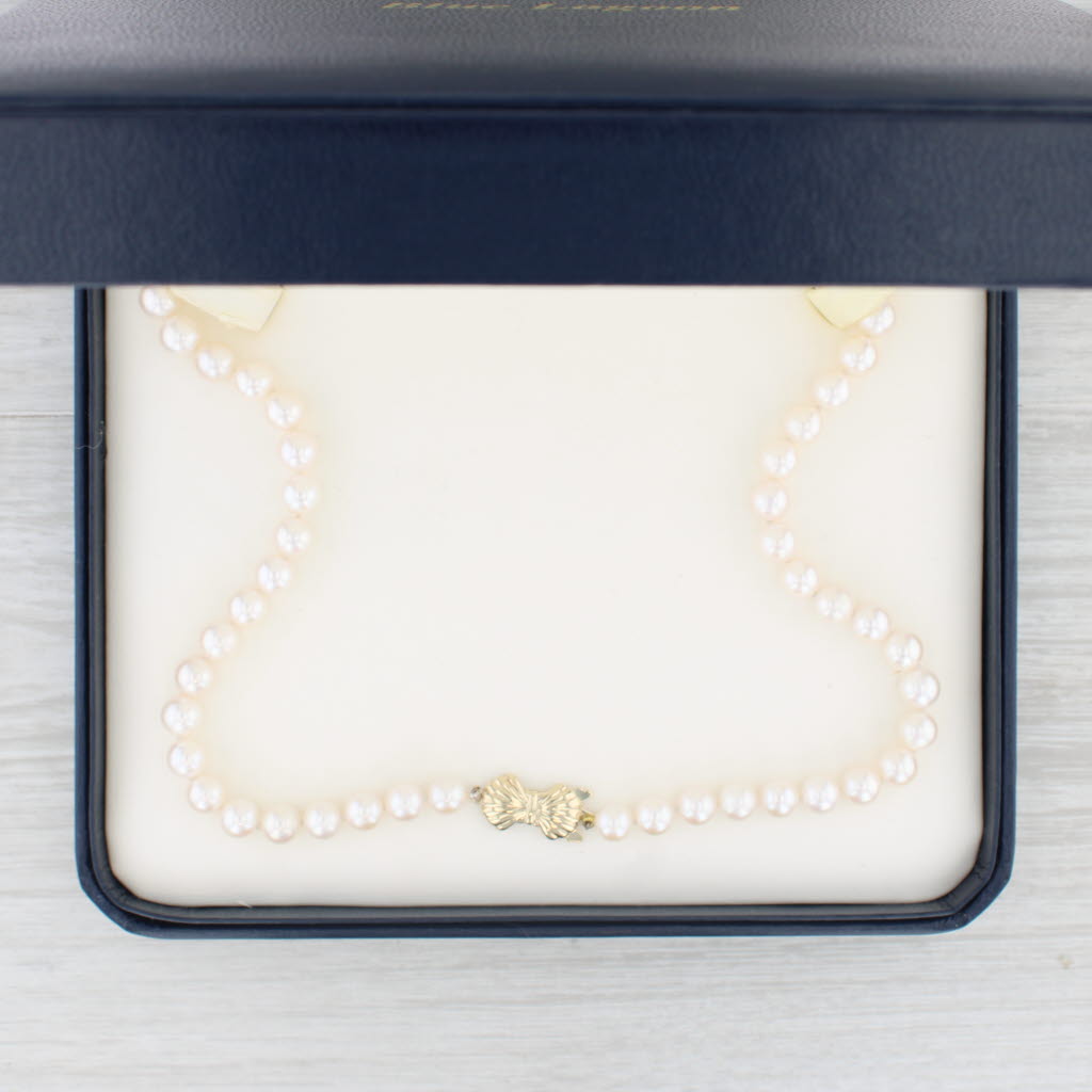 Dark Slate Gray Blue Lagoon Cultured Pearl Strand Bead Necklace 14k Yellow Gold 18" Box
