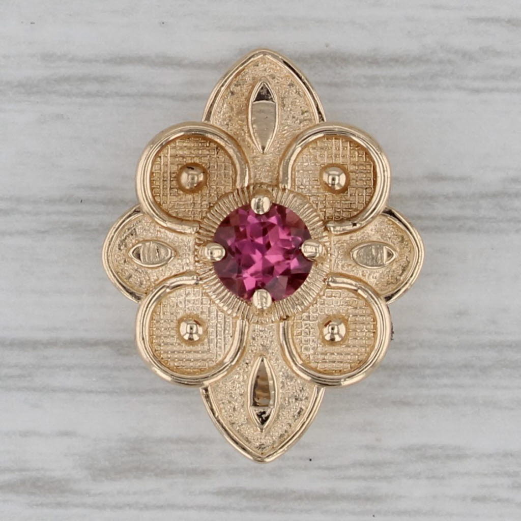 Gray 0.40ct Pink Tourmaline Flower Slide Bracelet Charm 14k Gold Richard Glatter