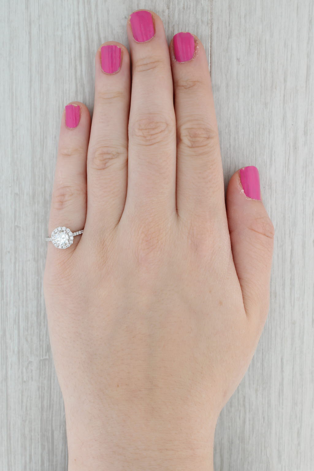 Gray New 1.24ctw Round Diamond Halo Engagement Ring 14k White Gold GIA Size 6.75