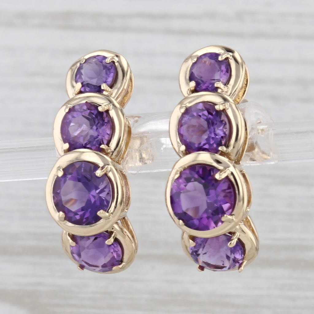 3.25ctw Amethyst Journey Earrings 14k Yellow Gold Drops