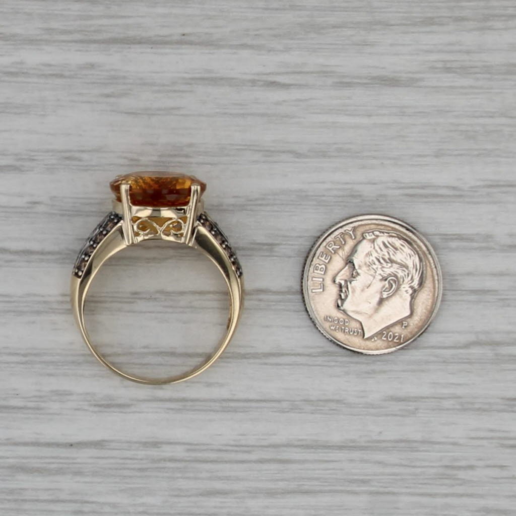 Citrine Champagne Diamond Ring 10k Yellow Gold Size 8.25 Cocktail