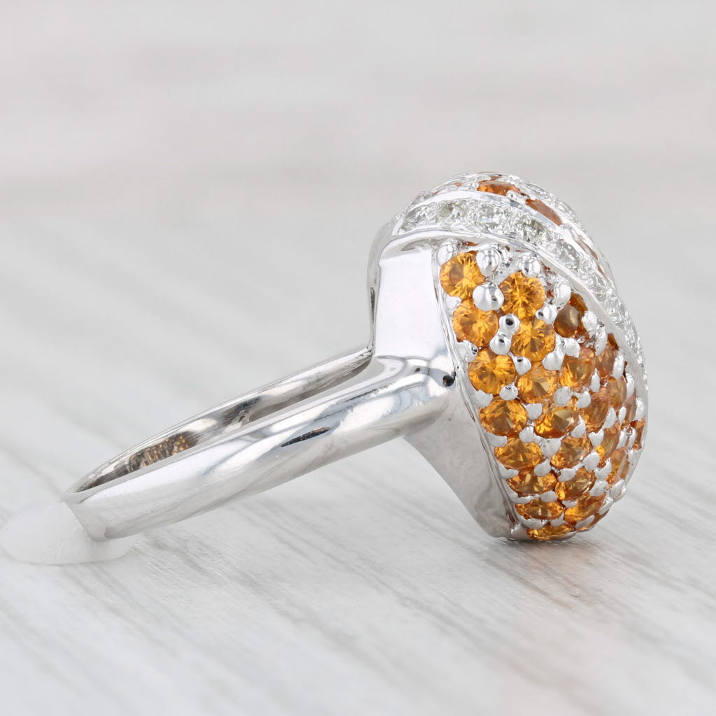 Light Gray 4.20ctw Orange Sapphire Diamond Heart Ring 18k White Gold Size 6.5 Cocktail