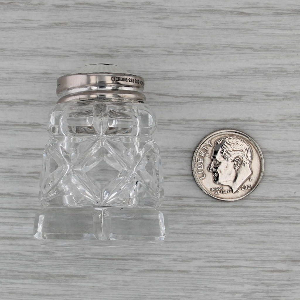 Small Salt & Pepper Shakers Sterling Silver Glass Guilloche Enamel Norway Hroar