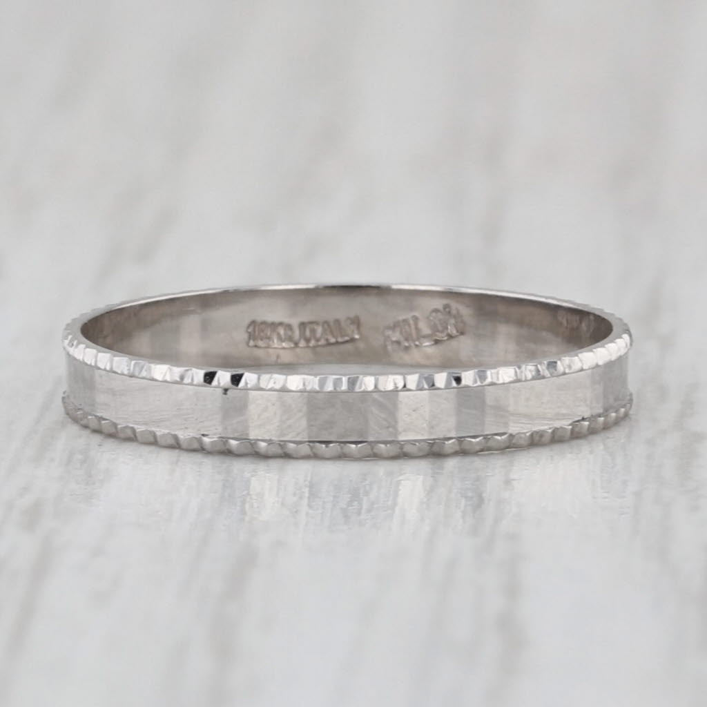 Milor Italy Women's Wedding Ring 18k White Gold Size 6 Ring Beveled Edge