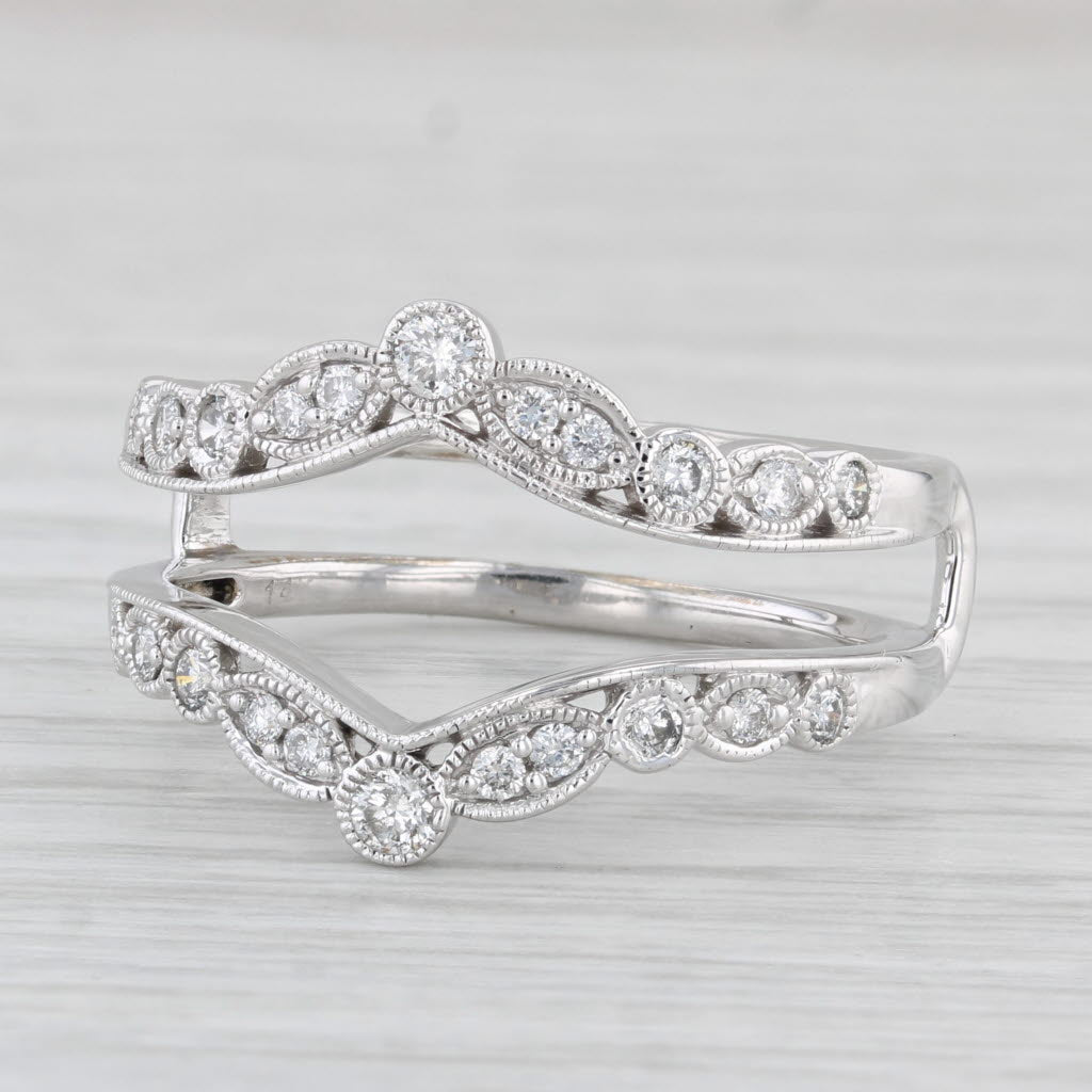 Light Gray 0.40ctw Diamond Ring Enhancer Jacket 14k White Gold Size 9.5 Wedding Bridal